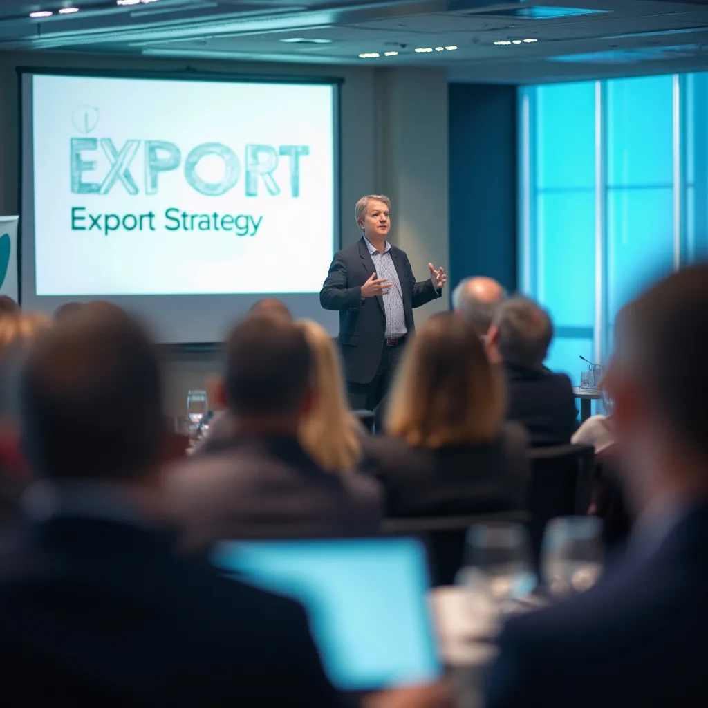 Prezentace o exportních strategiích na konferenci