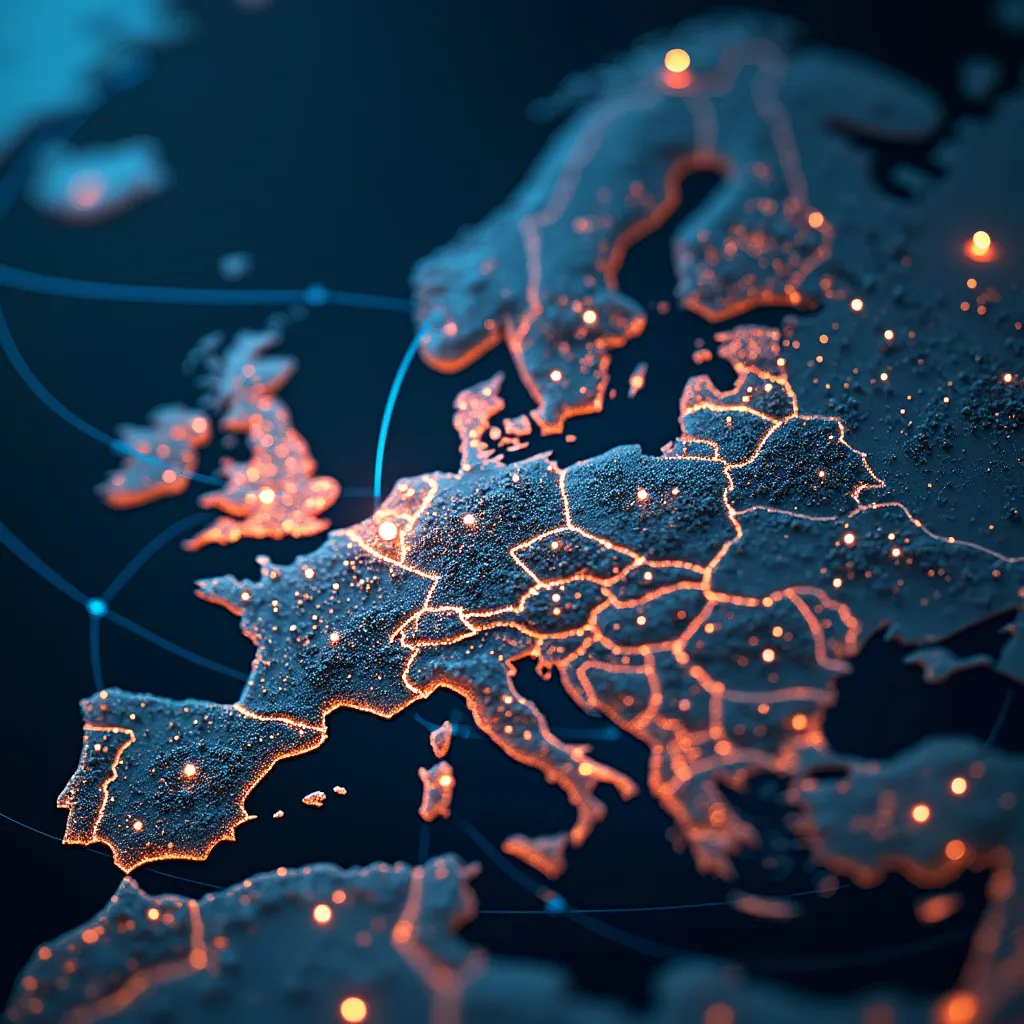 Mapa Evropy s propojeními